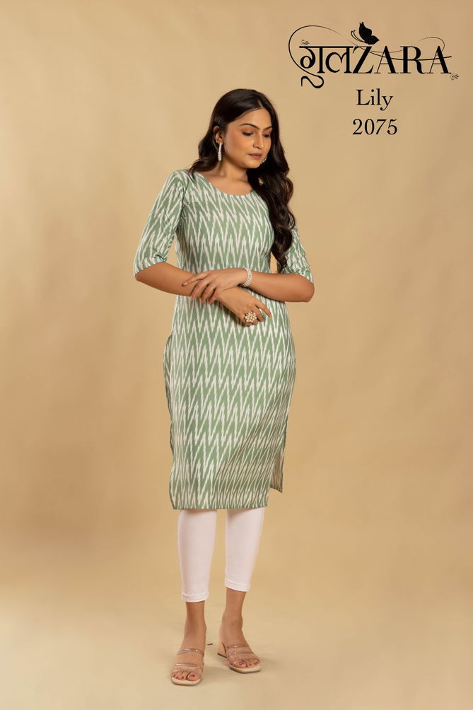 LILY 2075-2079 By Gulzara Printed Kurtis Catalog